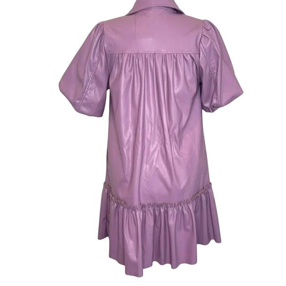 Karlie Lavender Purple Faux Leather Button Shift Dress Large Trendy Soft - Picture 11 of 11